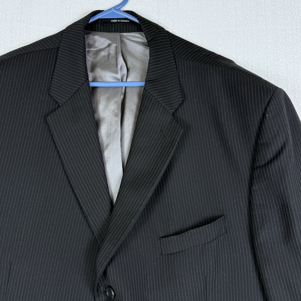 Vintage 1998 Calvin Klein Black Wool Suit Jacket Blazer 50R Union Made Black